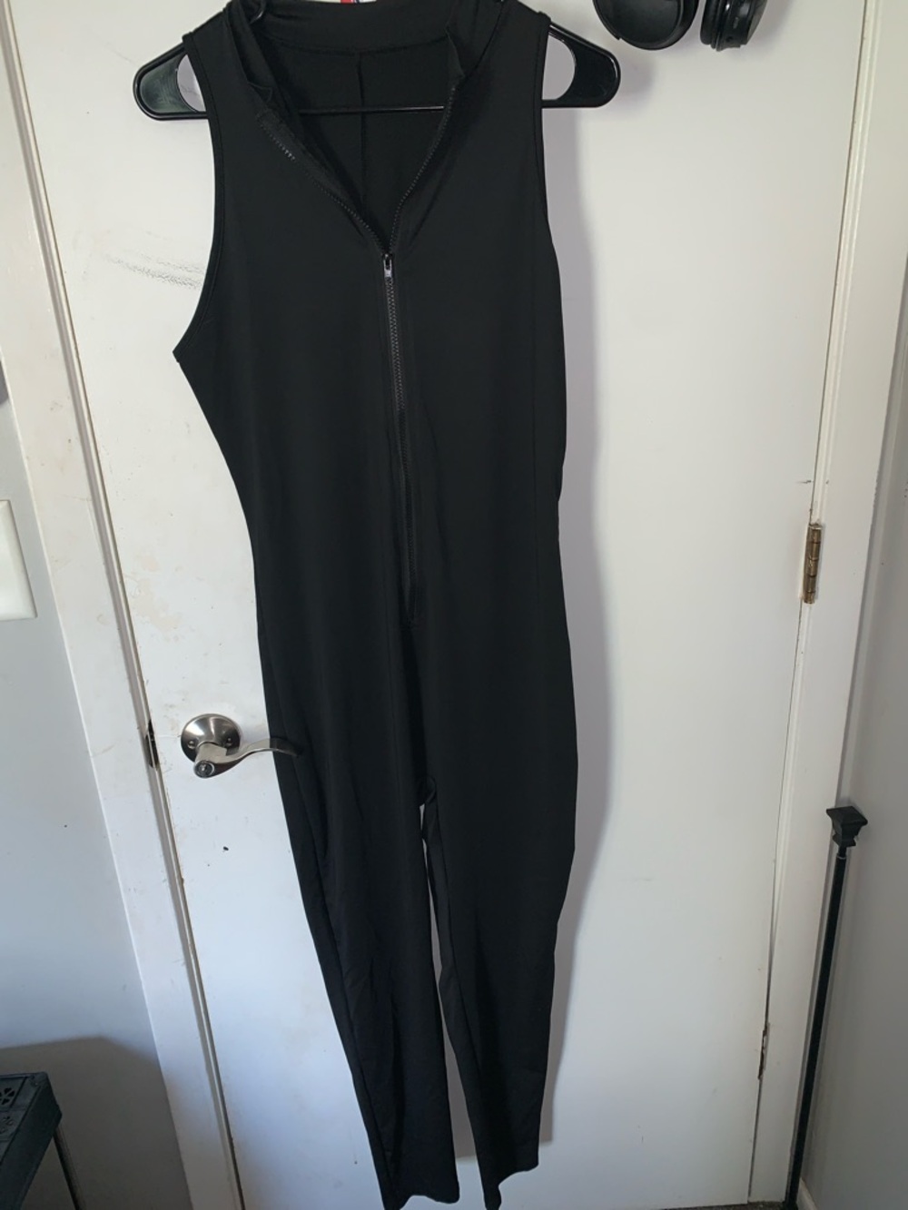 Women’s Black Sleeveless Zip-Front Jumpsuit